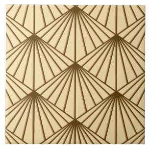 Cream & Brown Art Deco Fan Patterno Diamond