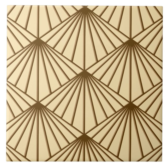 Cream & Brown Art Deco Fan Patterno Diamond (Frente)