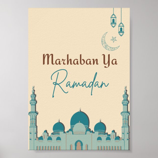 Cream Brown Marhaban Ya Ramadan Poster (Frente)