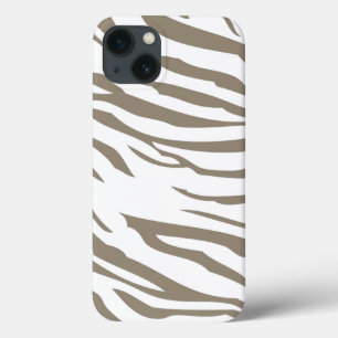 Cream Brown White Zebra Print
