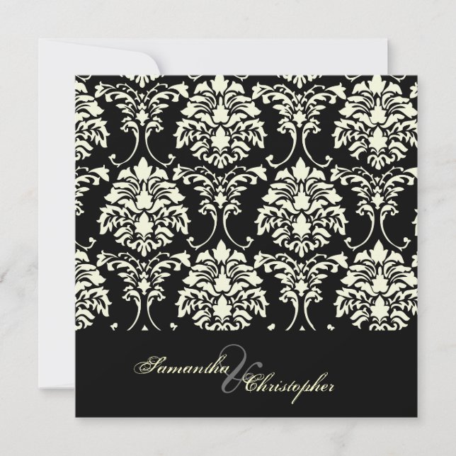 Cream Damask, convites de casamento personalizados (Frente)