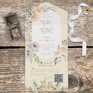 Cream e Yellow Boho Floral Yellow Código QR