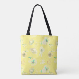 Cream Floral All-Over-Impressão Tote Bag