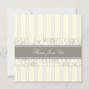 Cream Floral Casamento Vow Convites para Renovaç