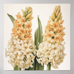 Cream Hyacinth Flower Art Poster