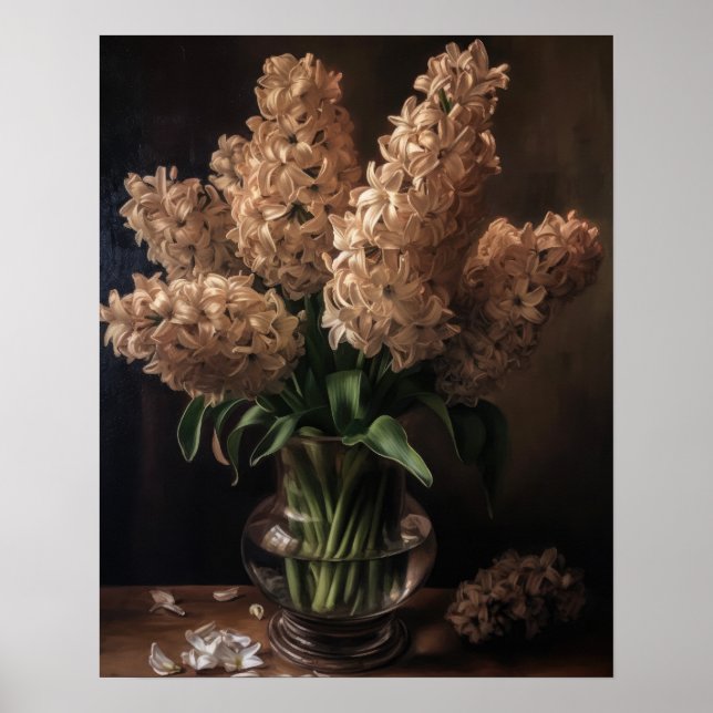 Cream Hyacinth Flowers Art Impressão (Frente)