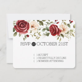 Cream Rosa vermelha Floral RSVP