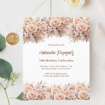Cream rosas florais convite de aniversário<br><div class="desc">Um convite moderno,  na moda e glamouroso para uma festa de aniversário. Fundo branco,  decorado com creme,  flores cor de pêssego. Personalize e adicione os detalhes da sua festa. 1 folha = 1 convite impresso de borda a borda.</div>
