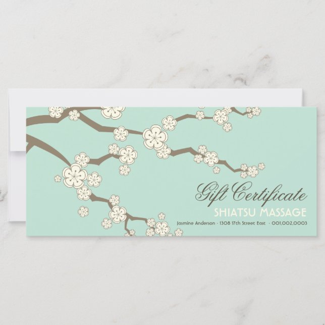 Cream Sakura Cherry Blossoms Zen Gift Certificate (Frente)