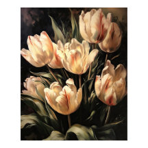 Cream Tulip Flowers Art Impressão
