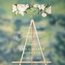 Cream White Flowers, First Holy Communion Welcome