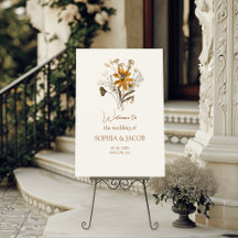 Cream Wildflower Boho Sinal de Boho Casamento outo