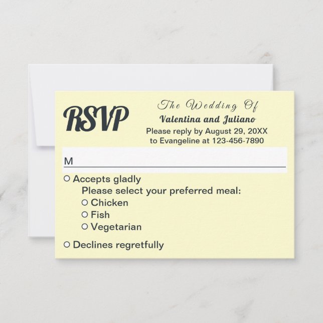 Cream With Slate Typography Wedding RSVP (Frente)