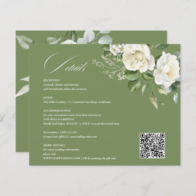 Creamy Floral Eucalyptus QR code Details Wedding (Frente/Verso)
