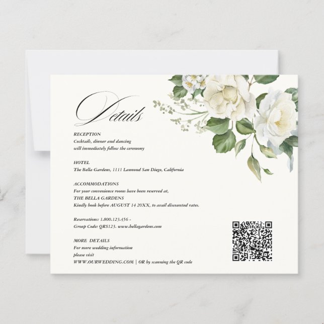 Creamy Floral Eucalyptus QR code Details Wedding (Frente)