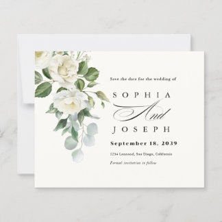 Creamy Floral Eucalyptus Wedding Save the date