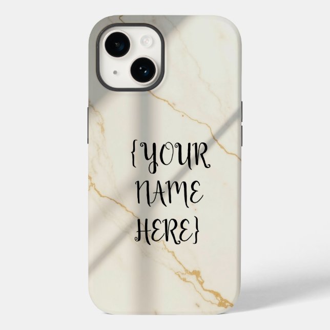 Creamy Marble Monogram Tough Style iPhone Case (Verso)