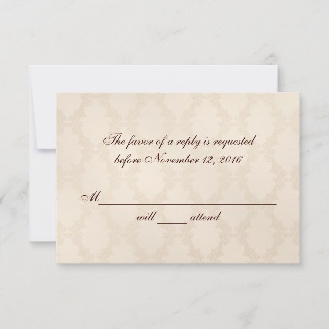 Creamy White Damask RSVP (Frente)