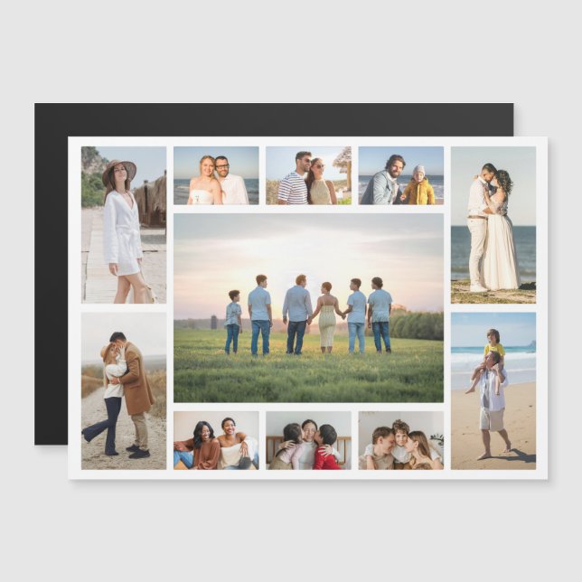 Create Your Own 11 Photo Collage Magnetic Card (Frente/Verso)