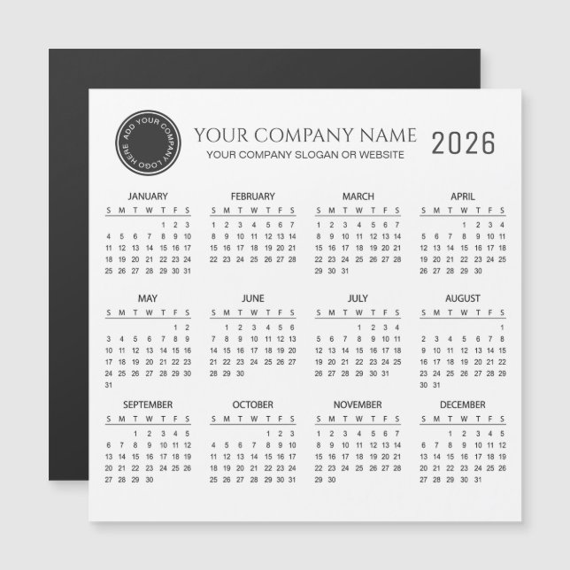 Create Your Own 2026 Company Calendar | Magnet (Frente/Verso)