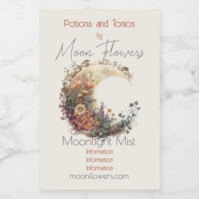 Create Your Own Autumn Floral Crescent Moon (Rótulo Único)