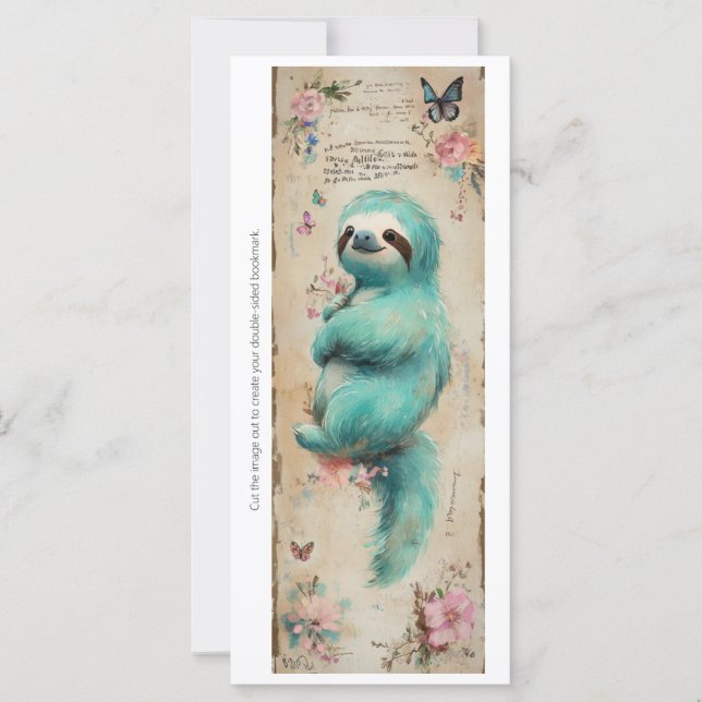 Create Your Own Baby Teal Sloth Bookmark Card (Frente)