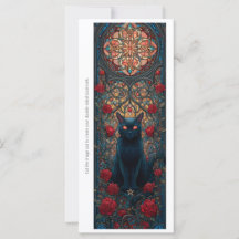 Create Your Own Black Cat Red Roses Bookmark Card
