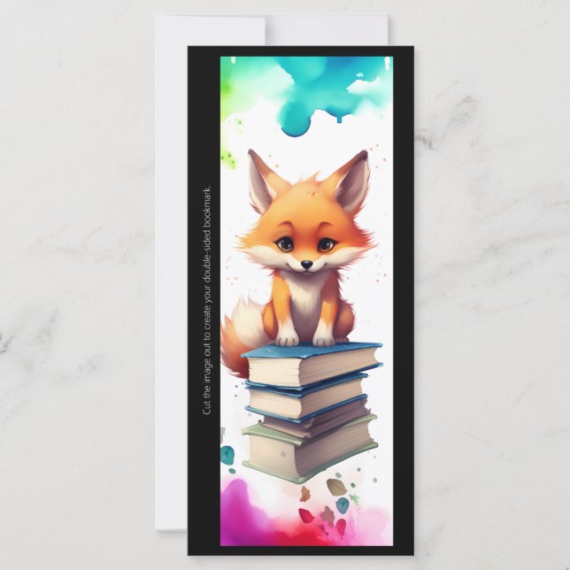 Create Your Own Book Lover Red Fox Bookmark Card (Frente)