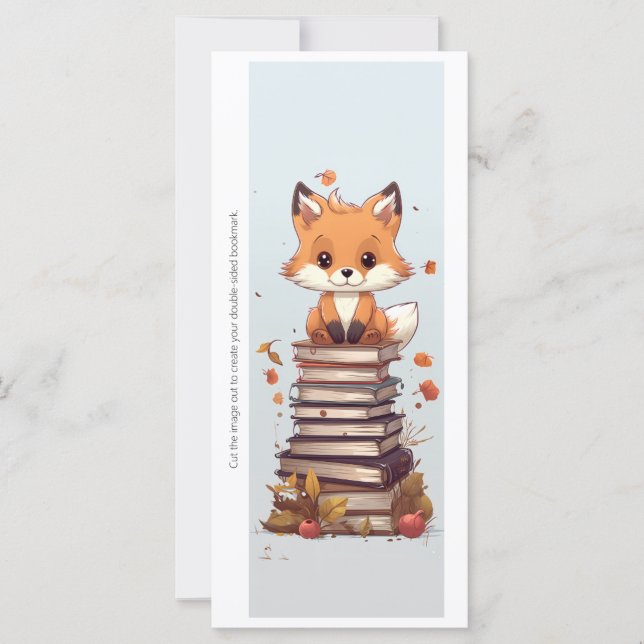 Create Your Own Book Worm Red Fox Bookmark Card (Frente)