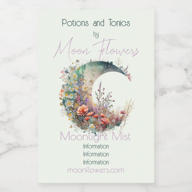 Create Your Own Bright Sunset Floral Crescent Moon (Rótulo Único)