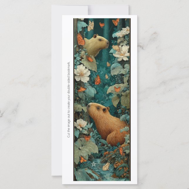 Create Your Own Capybara Flowers Bookmark Card (Frente)