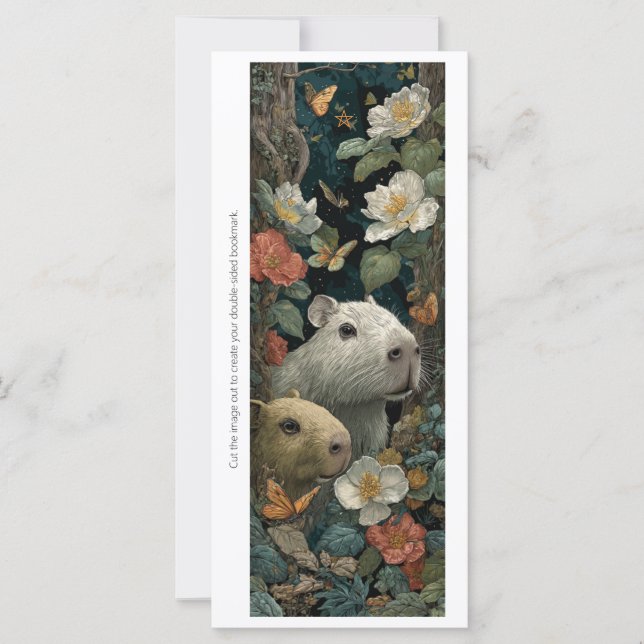 Create Your Own Capybaras Roses Bookmark Card (Frente)