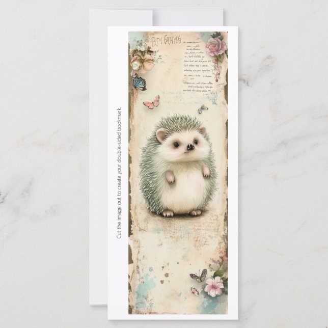 Create Your Own Chubby Hedgehog Bookmark Card (Frente)
