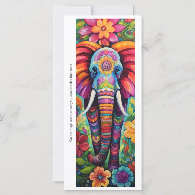 Create Your Own Colorful Elephant Bookmark Card (Frente)
