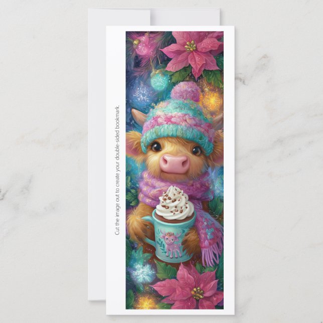Create Your Own Cozy Highland Calf Bookmark Card (Frente)