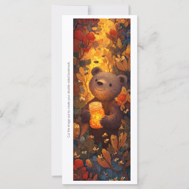 Create Your Own Cuddly Honey Bear Bookmark Card (Frente)