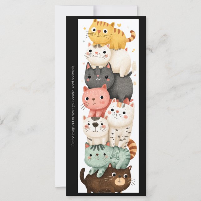 Create Your Own Cute Kitten Stack Bookmark Card (Frente)