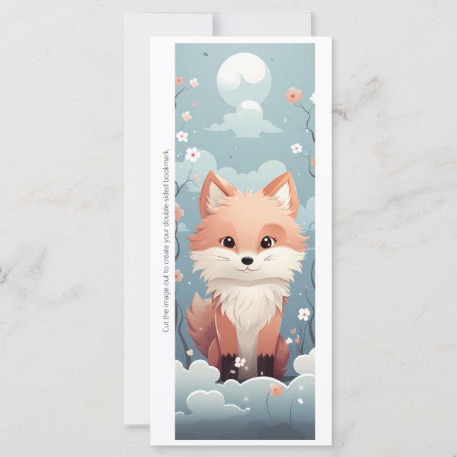 Create Your Own Cute Red Fox Bookmark Card (Frente)