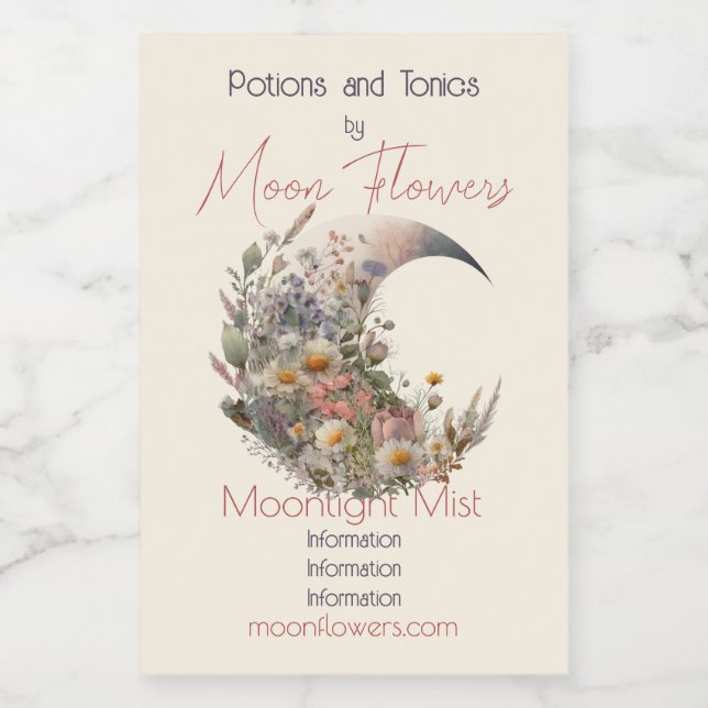 Create Your Own Elysian Floral Crescent Moon (Rótulo Único)