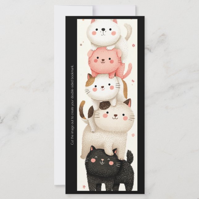 Create Your Own Fat Cat Stack Bookmark Card (Frente)