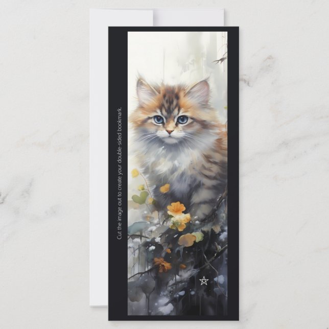 Create Your Own Floral Bengal Kitten Bookmark Card (Frente)