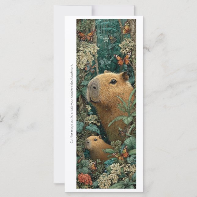 Create Your Own Floral Capybaras Bookmark Card (Frente)