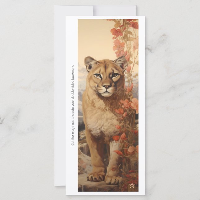 Create Your Own Floral Mountain Lion Bookmark Card (Frente)