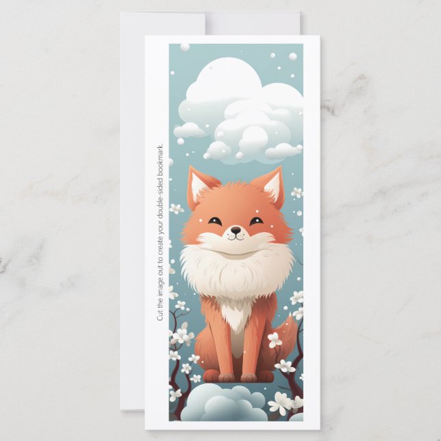 Create Your Own Floral Red Fox Bookmark Card (Frente)