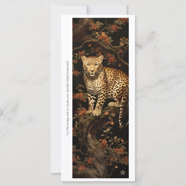Create Your Own Floral Wild Leopard Bookmark Card (Frente)