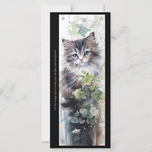 Create Your Own Fluffy Kitten Vine Bookmark Card (Frente)