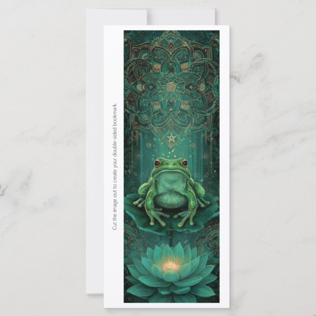 Create Your Own Green Frog Lotus Bookmark Card (Frente)