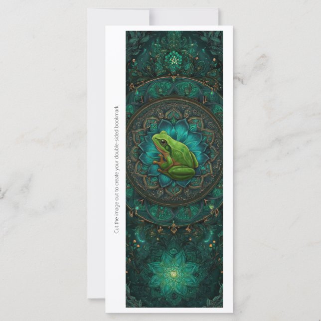 Create Your Own Green Frog Mandala Bookmark Card (Frente)