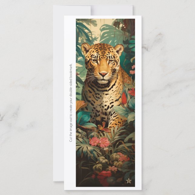 Create Your Own Jungle Cheetah Flora Bookmark Card (Frente)