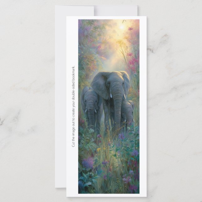 Create Your Own Meadow Elephants Bookmark Card (Frente)